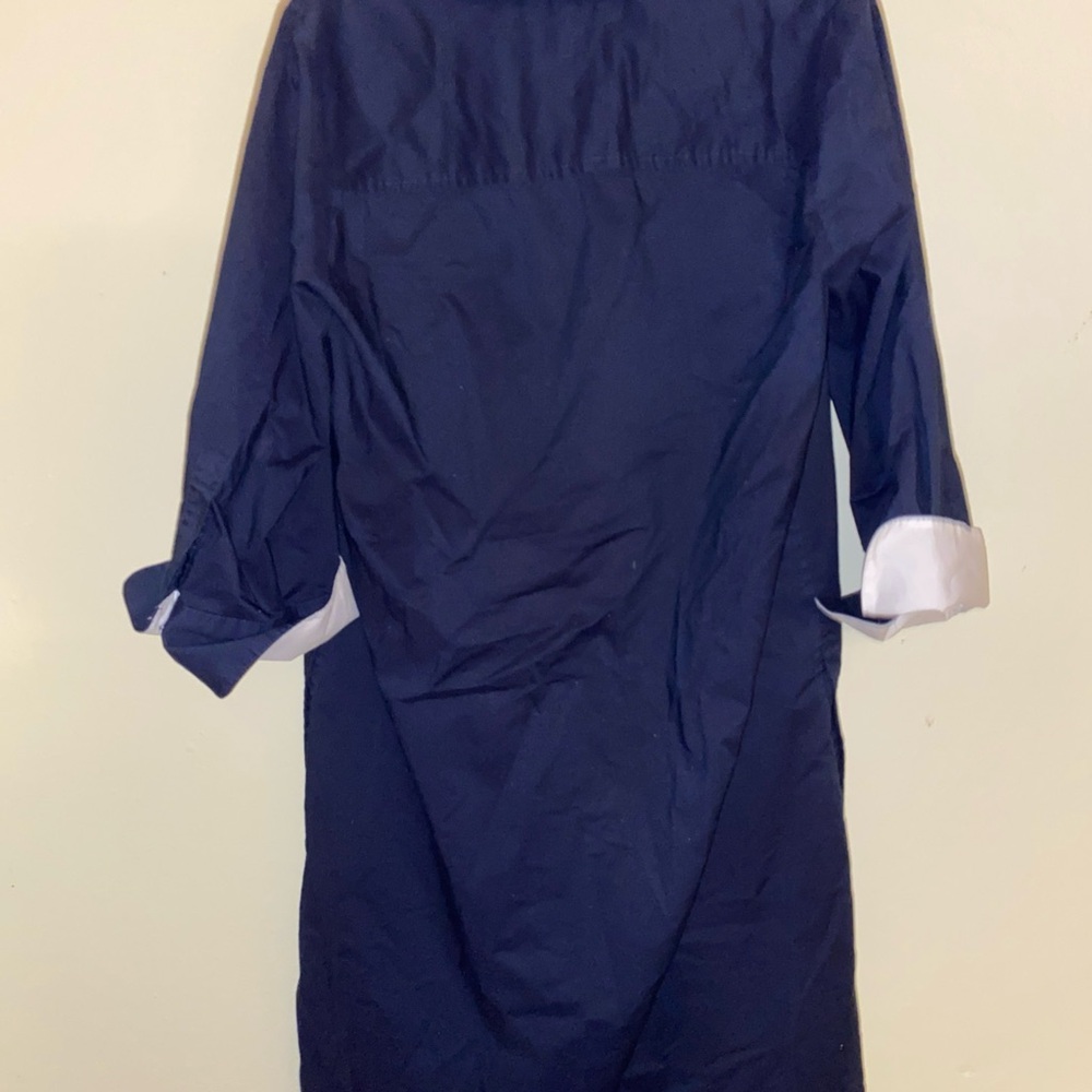 Elegant Navy Blue Shirt Dress - Picture 5 of 5